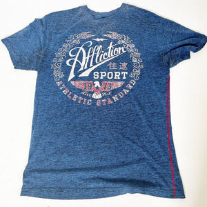 Vintage Affliction Sport Icon‎ T Shirt Blue Sz 2XL XXL Eagle Graphic Y2K Retro